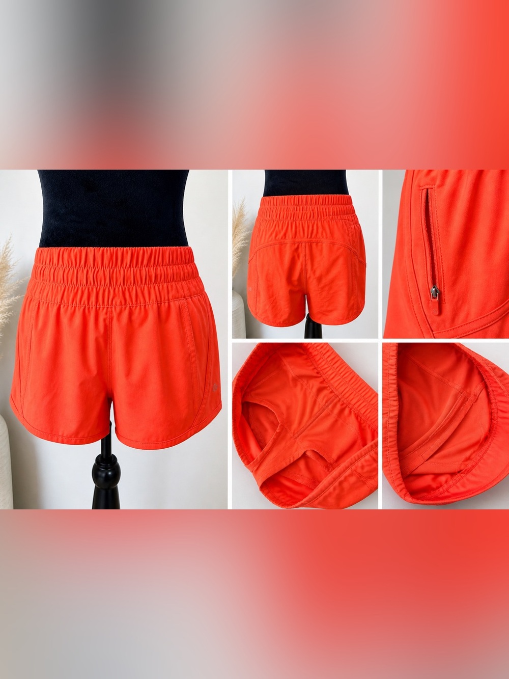 Lululemon lined running shorts in a stunning neon coral/orange shade 🌺 new sz4